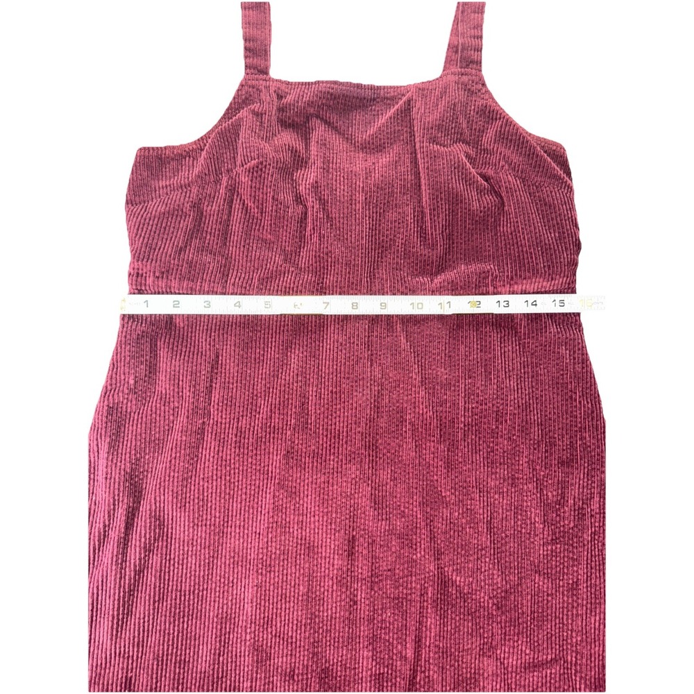 American Eagle Size Medium Corduroy Skirt Overall Dress Wine Adjustable Straps - Picture 7 of 16